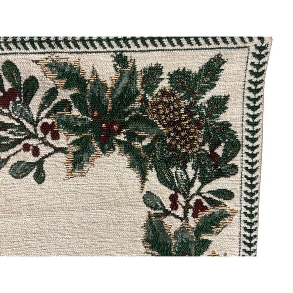 VTG St. Nicholas Square Holiday Table Runner 72" Long Tapestry Cotton Blend Chri - Picture 3 of 11